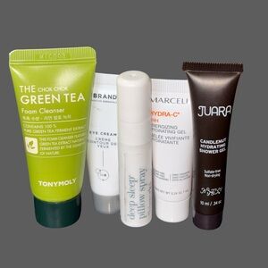 5 piece Sample Set w Green Tea Cleanser, dr Brandt marcelle juara pillow spray